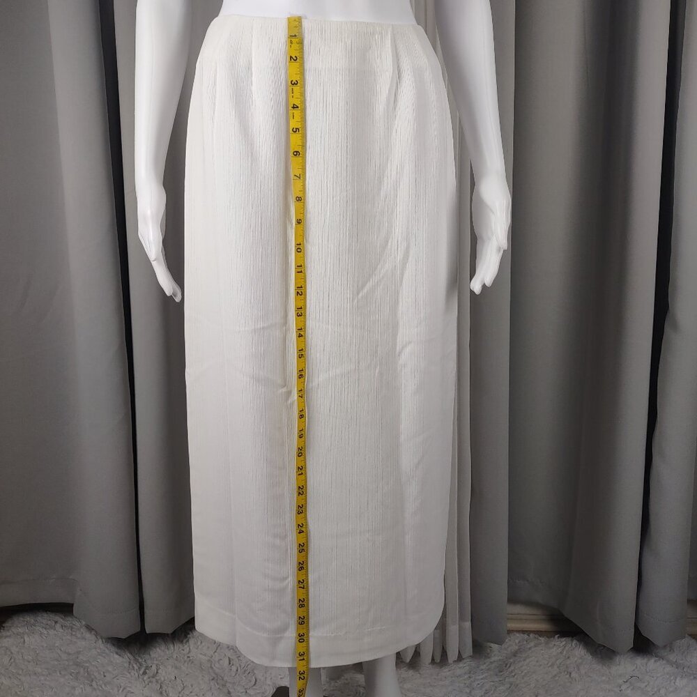 Larry Levine Petite 6P White Textured Midi Pencil Skirt Career Lined 31'' - Picture 5 of 9